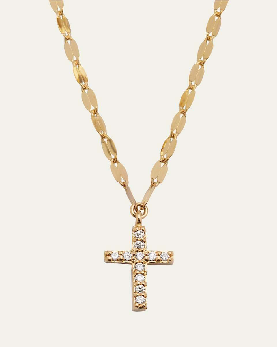 14K Flawless Mini Cross Pendant Necklace